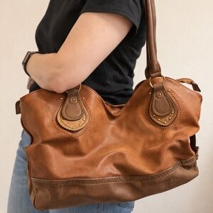 Louis Cardy Brown Leather Tote Bag